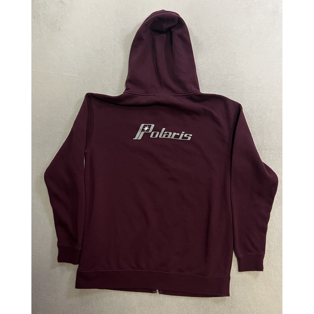 Vintage Polaris RZR Hoodie Men's Size XL Burgundy Drawstrings Pocket Fleece ATV - Picture 2 of 9